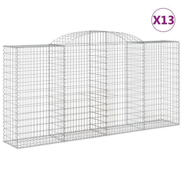 vidaXL Gabion Basket Set of 13 Silver Galvanized Iron Large Durable