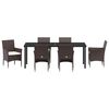 vidaXL Garden Dining Set with Cushion 7 pcs Brown Poly Rattan
