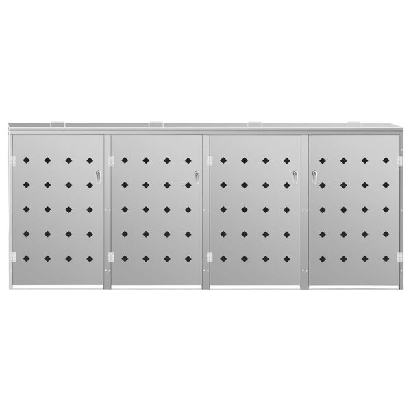 vidaXL Quadruple Wheelie Bin Shed 63.4 gal Stainless Steel
