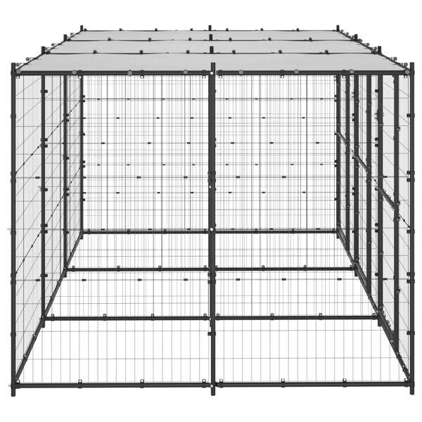 vidaXL Dog Kennel Black and silver Powder-coated steel 78.2 sq ft