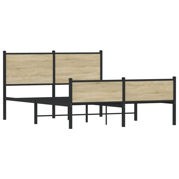 vidaXL Bed Frame Sonoma oak Steel, engineered wood Double Durable
