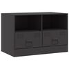 vidaXL TV Cabinet Set of 2 Black Cold-rolled steel 26.4x15.4x17.3 in