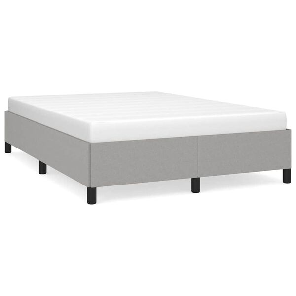 vidaXL Bed Frame Light Grey Polyester, Plywood, Engineered Wood Full