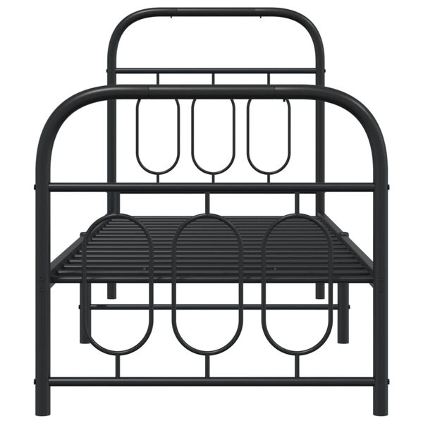vidaXL Bed Frame Black Steel 75 x 75.6 in Bed Frame Rectangular