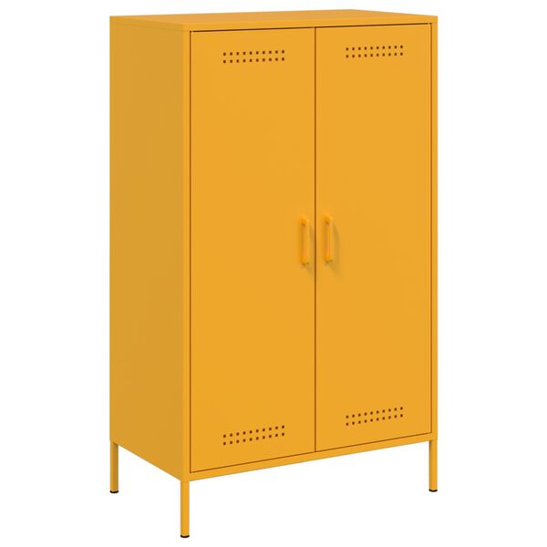 vidaXL Highboard Mustard Yellow Steel 26.8x15.4x44.5 in Industrial