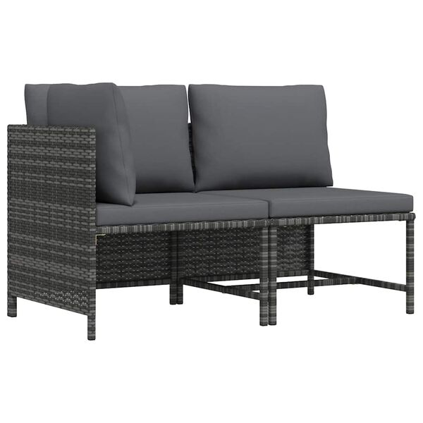 vidaXL Garden Sofa Set Grey PE rattan, steel, polyester Medium Modular