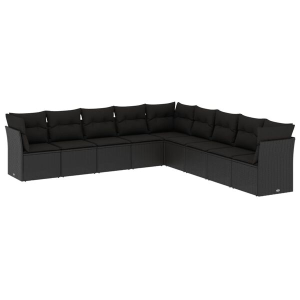 vidaXL Garden Sofa Set Black PE rattan Large Modular Garden Sofa