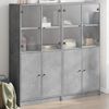 vidaXL Bookcase Concrete Grey Engineered Wood, Glass Medium Bookcase