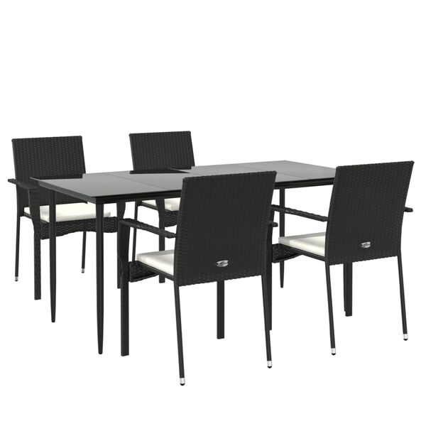vidaXL Garden Dining Set Black, Cream White