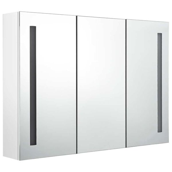 vidaXL Bathroom Cabinet Shining White MDF with melamine finish, glass mirror