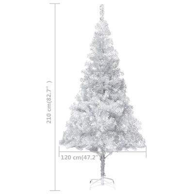 vidaXL Artificial Christmas Tree with LEDs&Ball Set Silver 82.7" PET