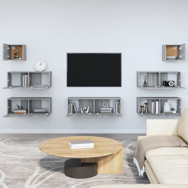 vidaXL TV Cabinet Set 7 Piece Set Grey Sonoma Engineered Wood