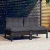 vidaXL 2-seater Garden Sofa Black Solid pine wood Medium Modular