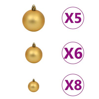 vidaXL Artificial Christmas Tree with LEDs&Ball Set Green 47.2"