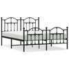 vidaXL Bed Frame Black Powder-Coated Steel 55.1x78.7 in Bed Frame
