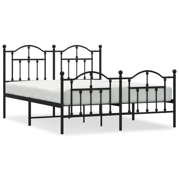 vidaXL Bed Frame Black Powder-Coated Steel 55.1x78.7 in Bed Frame