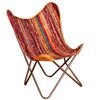vidaXL Armchair Multicolor Chindi Fabric, Leather, Powder-Coated Iron