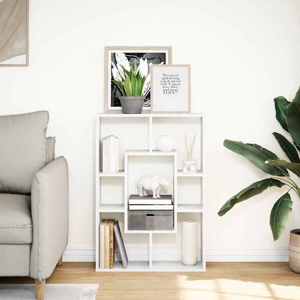 vidaXL Bookcase White Engineered wood Medium Bookcase Rectangular
