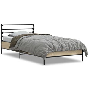vidaXL Bed Frame Sonoma Oak Engineered wood, Metal, Plywood 35.4x78.7 in