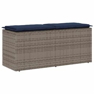 vidaXL Patio Bench with Cushion Gray 43.3"x15.7"x17.3" Poly Rattan