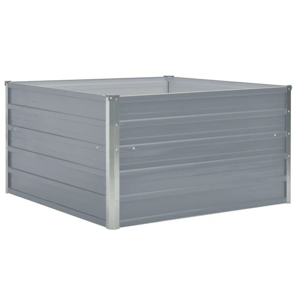 vidaXL Raised Garden Bed Grey Galvanized Steel 39.4x39.4x17.7 in Durable