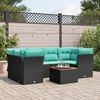 vidaXL 7 Piece Patio Sofa Set with Cushions Black Poly Rattan