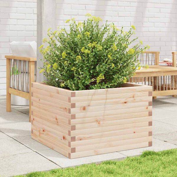 vidaXL Garden Planter Natural Wood Solid Pine Wood 27.6 x 27.6 x 18.1 in