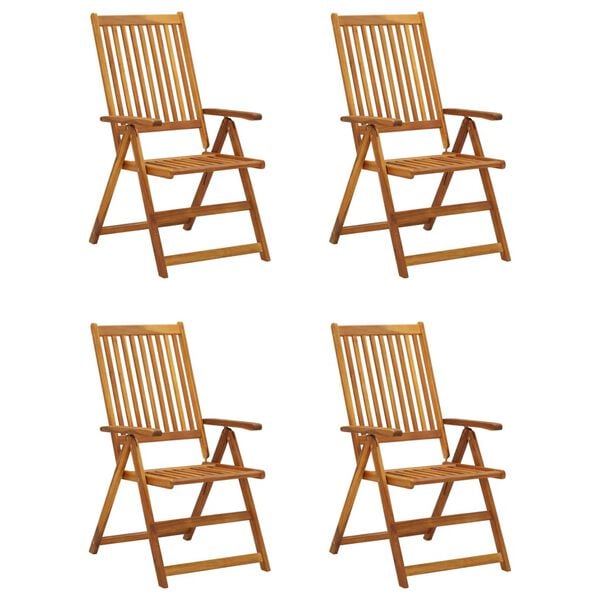vidaXL Garden Chair Set of 4 Wine red Solid acacia wood; Polyester