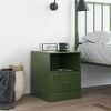 vidaXL Bedside Cabinet Olive green Cold-rolled steel Medium