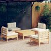 vidaXL Garden Lounge Set Cream, Light Brown Solid Pinewood, 100% Polyester
