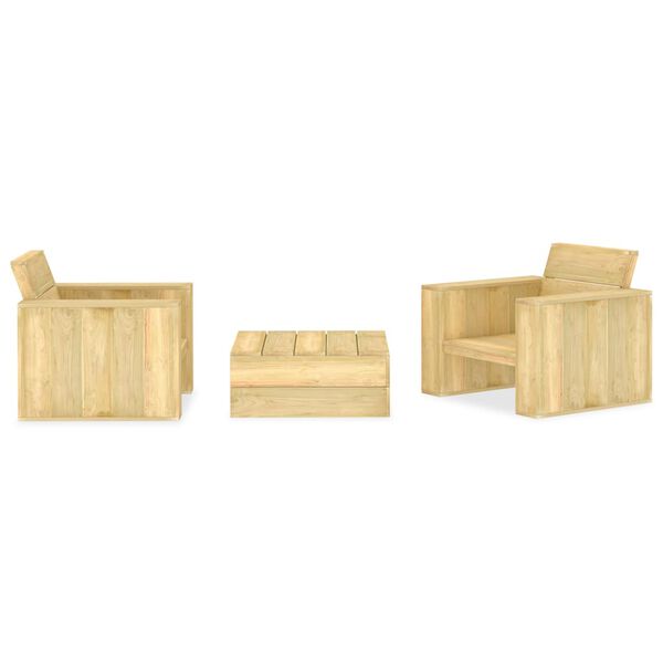 vidaXL Garden Lounge Set Natural wood Treated pine wood 3 Piece Durable