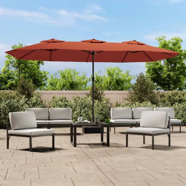 vidaXL Garden Parasol Terracotta, Dark Grey Powder-coated iron, Polyester