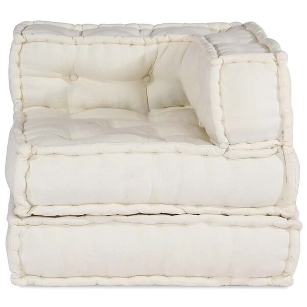 vidaXL Pouffe Cream 100% Cotton 27.6in x 27.6in x 21.3in