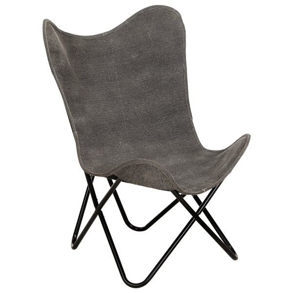 vidaXL Butterfly Chair Anthracite Canvas and Powder-Coated Steel Standard