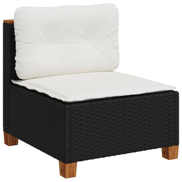 vidaXL Garden Sofa Black and Cream White
