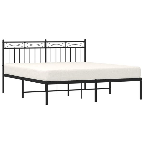 vidaXL Bed Frame Black Powder-Coated Steel Double Bed Bed Frame