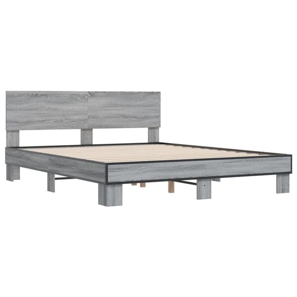 vidaXL Bed Frame Gray Sonoma Engineered wood Double Durable Bed Frame