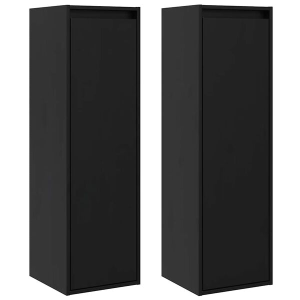 vidaXL Wall Cabinet Set of 2 Black Solid Pine wood 11.8 x 11.8 x 39.4 in