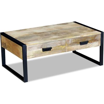 vidaXL Coffee Table with 2 Drawers Solid Mango Wood 39.4"x23.6"x15.7"