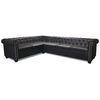 vidaXL Chesterfield Corner Sofa 6-Seater Artificial Leather Black