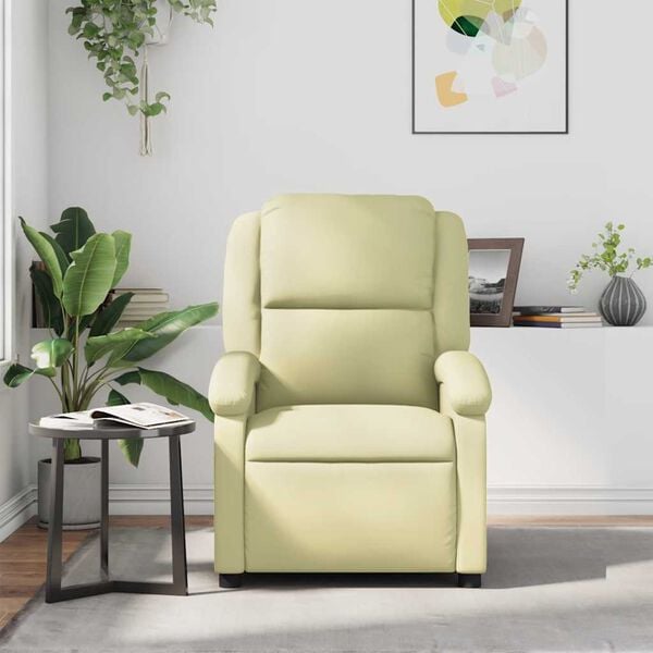 vidaXL Massage Recliner Chair Cream Real leather, metal, plywood Standard