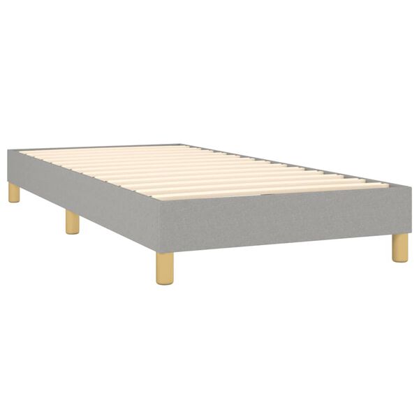 vidaXL Bed Frame Light Gray Polyester, Plywood, Engineered Wood Twin XL