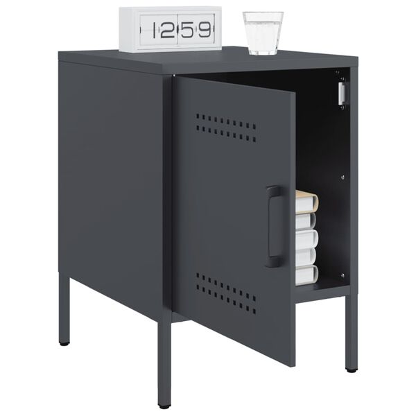 vidaXL Bedside Cabinet Set of 2 Anthracite Steel Medium