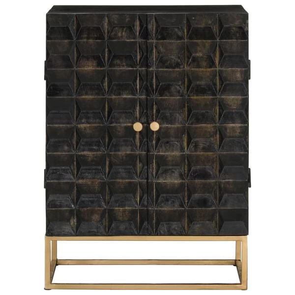 vidaXL Sideboard Black Solid Mango Wood and Iron Medium Sideboard