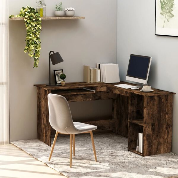 vidaXL Corner Desk Smoked Oak Engineered wood Medium Corner Desk Other