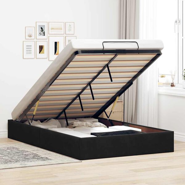 vidaXL Ottoman Bed Frame Black Velvet, Metal, Plywood, Engineered Wood