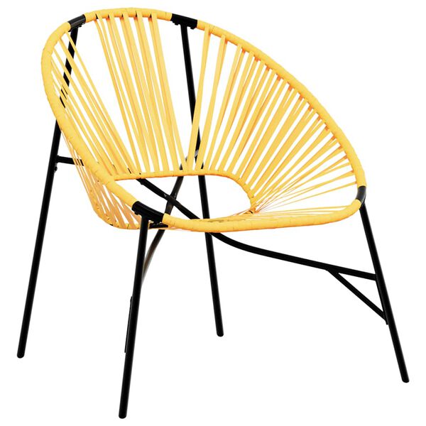 vidaXL Garden Egg Chair Black and Yellow PE Rattan and Powder-Coated Steel