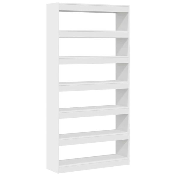 vidaXL Book Cabinet White 39.37 x 11.81 x 77.95 in Engineered Wood