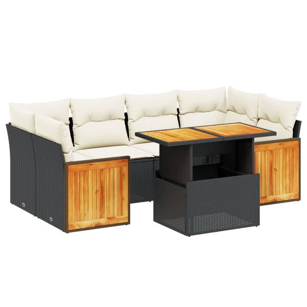 vidaXL Garden Sofa Set Black, Cream White
