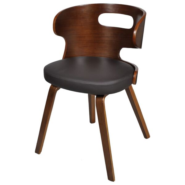 vidaXL Dining Chair Set of 4 Brown Plywood Standard Ergonomic